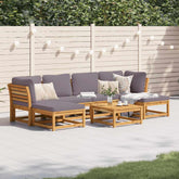 7 Piece Patio Lounge Set with Cushions Solid Wood Acacia