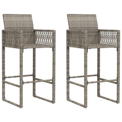Garden Bar Stool Grey PE Rattan, Powder-Coated Steel Standard