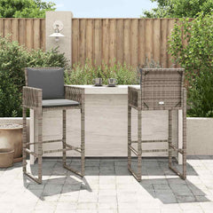 Garden Bar Stool Grey PE Rattan, Powder-Coated Steel Standard