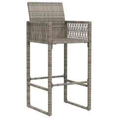 Garden Bar Stool Grey PE Rattan, Powder-Coated Steel Standard