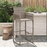 Garden Bar Stool Grey PE Rattan, Powder-Coated Steel Standard