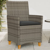 Garden Chair Grey PE rattan, solid acacia wood, powder-coated steel