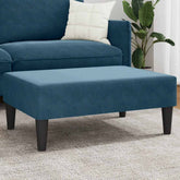 Footstool Blue Velvet (100% polyester), plywood, foam Medium