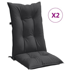 Highback Chair Cushion Set of 2 Melange Anthracite 100% Polyester