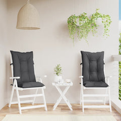 Highback Chair Cushion Set of 2 Melange Anthracite 100% Polyester