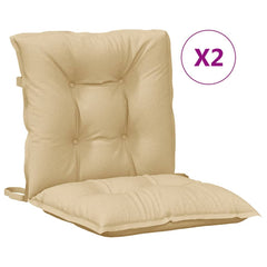 Lowback Chair Cushion Set of 2 Melange Beige 100% Polyester