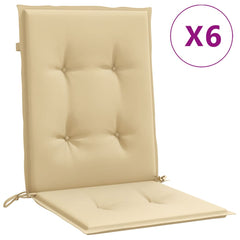 Set of 6 melange beige polyester chair cushions with non-slip design and soft foam filling.