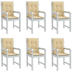 Set of 6 melange beige polyester chair cushions with non-slip design and soft foam filling.