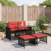 Patio Sofa Set Brown Poly Rattan Medium Removable Covers
