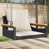Swing Bench Black PE rattan Medium Removable Covers Swing Bench