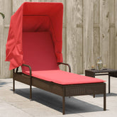 Patio Sun Lounger Brown Poly Rattan and powder-coated steel