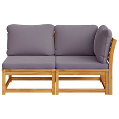 Garden Lounge Set Wooden color with dark grey cushions