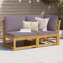Garden Lounge Set Wooden color with dark grey cushions