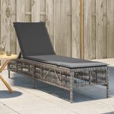Sun Lounger Grey PE Rattan 77.9 x 21.7 x 37.8 in