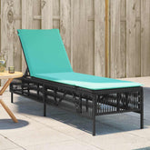 Patio Sun Lounger Black PE rattan Standard Patio Sun Lounger