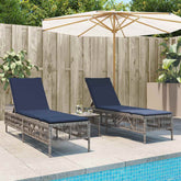 Patio Sun Lounger Grey PE rattan, Powder-coated steel Standard