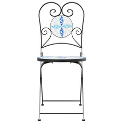 Bistro Chair Set of 2 Blue and white Powder-coated iron, ceramic