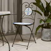 Bistro Chair Set of 2 Blue and white Powder-coated iron, ceramic