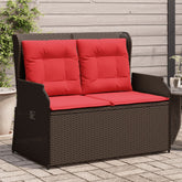 Reclining Patio Bench Brown PE rattan 2-seater Removable Covers