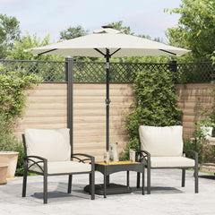 Bostome outdoor garden parasol with a white polyester canopy and steel pole, featuring a tilt mechanism.