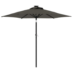Anthracite steel pole outdoor umbrella with a durable polyester canopy for reliable shade.