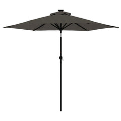 Anthracite steel pole outdoor umbrella with a durable polyester canopy for sun and rain protection.
