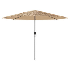 Brown garden parasol with steel pole, 127.6x127.6x97.2 inches, polyester canopy.