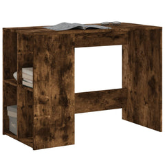 Desk Smoked Oak Engineered Wood Medium Desk Rectangular