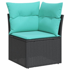 Patio Sofa Set Black PE rattan, powder-coated steel 11 Piece Set