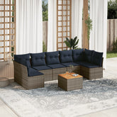 8 Piece Patio Sofa Set with Cushions Gray Poly Rattan