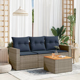 4 Piece Patio Sofa Set with Cushions Gray Poly Rattan