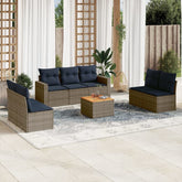 8 Piece Patio Sofa Set with Cushions Gray Poly Rattan