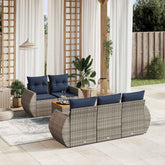 6 Piece Garden Sofa Set with Cushions Grey Poly Rattan