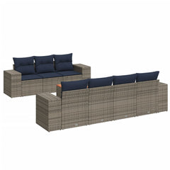 8 Piece Patio Sofa Set with Cushions Gray Poly Rattan