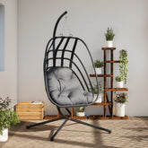 Hanging Egg Chair Anthracite and Black Steel, Polypropylene Large