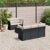 Garden Sofa Set Black PE Rattan 6-piece set Removable Covers