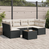 Garden Sofa Set Black PE rattan Large Adjustable Feet Modular