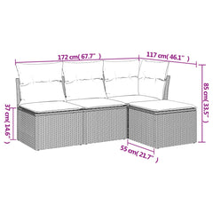 4 Piece Patio Sofa Set with Cushions Black Poly Rattan