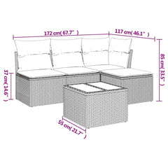 Garden Sofa Set Black and Cream White