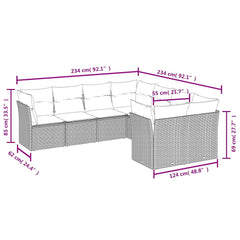 8 Piece Patio Sofa Set with Cushions Black Poly Rattan