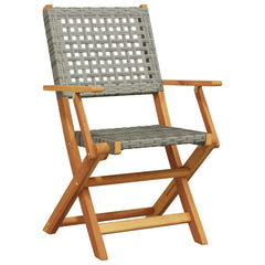 Garden Chair Set of 4 Grey Solid Acacia wood Standard Foldable