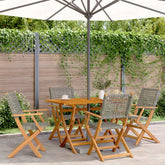 Garden Chair Set of 4 Grey Solid Acacia wood Standard Foldable
