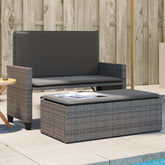 Garden Bench Grey PE rattan 2-seater Convertible