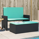 Patio Bench Black, Turquoise
