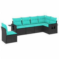 Patio Sofa Set Black PE rattan, powder-coated steel, polyester fabric