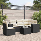 Garden Sofa Set Black PE Rattan L-Shaped sectional for 6 people
