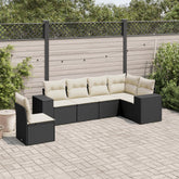 Garden Sofa Set Black PE Rattan 6 Piece Set Modular