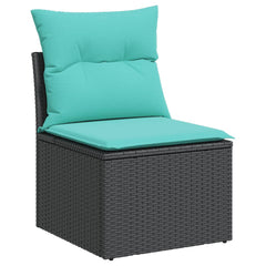 10 Piece Garden Sofa Set with Cushions Black Poly Rattan