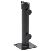 Matt black steel parasol base with square mount for 1.5/1.9-inch poles.
