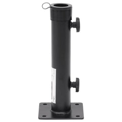 Matt black steel parasol base with square mount for 1.5/1.9-inch poles.